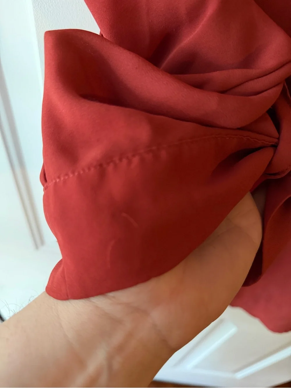 torrid Coral Rust orange/ red V-Neck Utility Blouse - Picture 4 of 5
